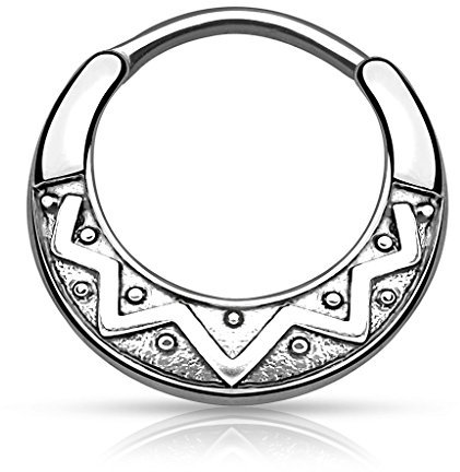 Nasenpiercing Septum Tribal Nasenring aztekisch Chirurgenstahl Azteken Muster Nasen Ring Silber