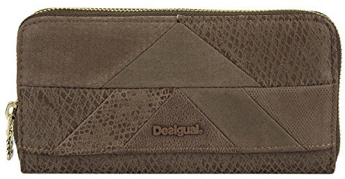 Desigual Geldbörse Mone Zip Around Snake Patch Braun 17WAYPEF-6040 Damen Geldbeutel Geldtasche Börse Portemonnaies