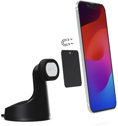 Kenu Airbase Pro Magnetic mit Saugnapf für Smartphones/Phablets - schwarz [360° Drehbar I Patentierte Technologie I Scheibe/Armaturenbrett/Tisch] - AB2-KK-NA