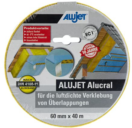 ALUJET Alucral Klebeband für die luftdichte Verklebung von Dampfbremsbahnen und Überlappungen, 60x40