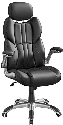 SONGMICS Office Chair, Ergonomic Gaming Chair, Adjustable Headrest, Tilt Function, Foldable Armrests, Swivel Castors, Adjustable Height, E-sports Chair, Ink Black OBG65BKUK