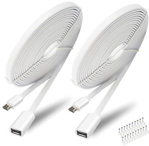 10FT 2Pack Power Extension Cord for WyzeCam, Yi Camera, Oculus Go, Echo Dot Kid Edition, Netvue, Nest Cam, Blink, Arlo Pro Q, Furbo Dog and Home Smart Security Camera Charging Cable