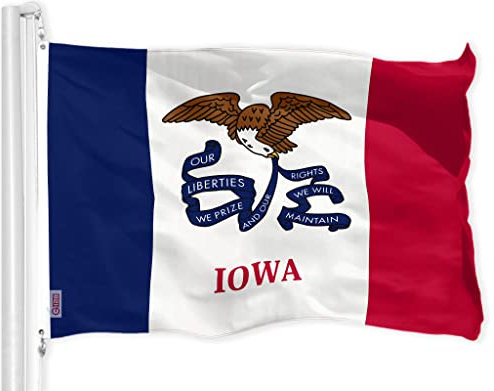 G128 Iowa State Flag 3x5 ft Printed messingösen 150d Polyester qualität Flagge innen/außen - viel Dicker und haltbarer als 100d und 75d Polyester
