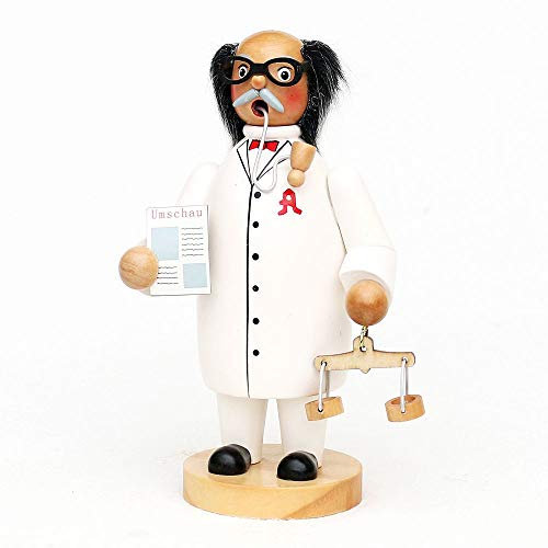 Wichtelstube-Kollektion Holz Räuchermann Räuchermännchen Räucherfigur Apotheker mit Waage & Zeitung 11 x 7 x 20 cm