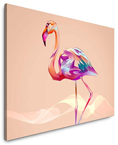 Paul Sinus Art Flamingo 40 x 60 cm Inspirierende Fotokunst in Museums-Qualität für Ihr Zuhause als Wandbild auf Leinwand in