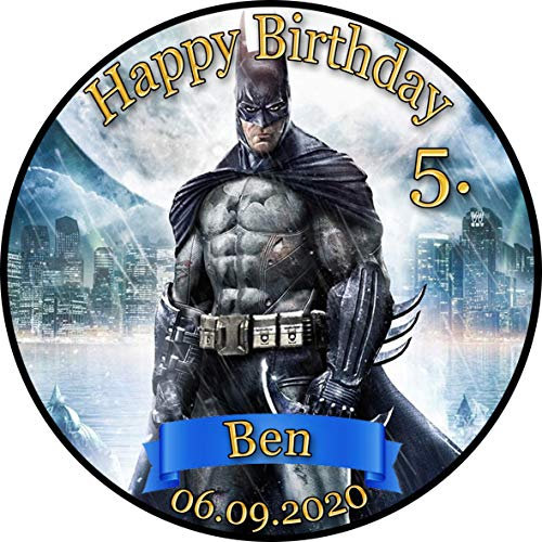 sales-world24 Tortenaufleger Fototorte Tortenbild Kindergeburtstag Batman BM01 (Zuckerpapier) Rund 14 cm Ø ohne Foto