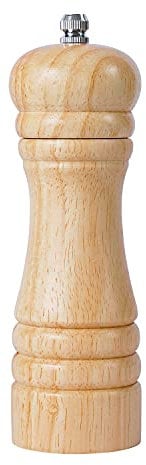 DeroTeno Pepper Mill, Pepper Grinder with Adjustable Ceramic Grinder, Rubber Wood, Height 16.5 cm