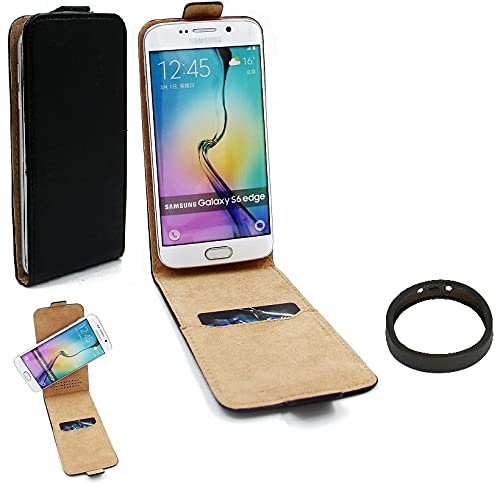 K-S-Trade Set Compatibile con Huawei Enjoy Z 5G Custodia Protettiva Nero 360 ° Smartphone Copertura Cassa di Protezione Slim Flipstyle Cover Pelle Artificiale + Anello di Protezione