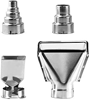 QWORK® 4 PCS Heat Gun Nozzles Kits Stainless Steel Reflector Nozzle Hot Air Gun Soldering Station Nozzle Tool