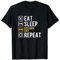Gamer Zocker Geschenke Shop - Eat Sleep Epischer Sieg Repeat - Herren T-Shirt Schwarz S - Klassische Passform - Kurzarm - Crew Neck - Einfarbig mit Druck