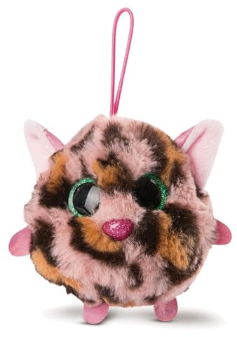 NICI 46875 NICIdoos BallBies Leopard mit Loop 9 cm – Kuscheltier Leopard für Kinder & Erwachsene ab 3 Jahren – Flauschiges Schmusetier mit großen Glitzeraugen zum Spielen, Sammeln & Kuscheln
