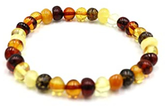 Baltisches Bernsteinarmband auf Elastischem Band | Mehrfachlänge | Mehrere Farben | Hergestellt aus natürlichen authentischen runden Bernsteinperlen | Bernstein Armband | Amber Bracelet (Mix) 16 cm