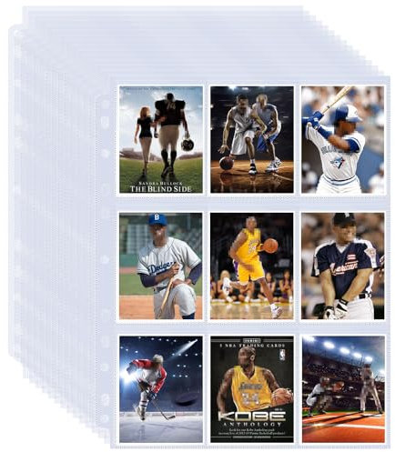 Lot de 540 pochettes pour cartes de baseball, protège-pages à 3 anneaux, 9 poches pour cartes à collectionner, cartes de sport, coupon, cartes de jeu, cartes de visite, 30 pages