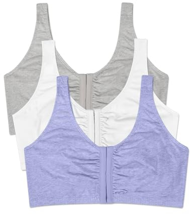 Fruit of the Loom Women's Multi-Pack Front Close Sports Bra Full Coverage Bra (Pack of 2)