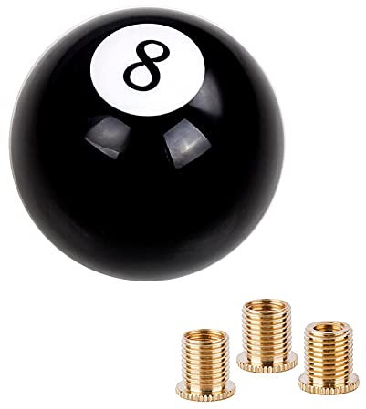 muge racing Auto Schaltknauf Schwarz 8 Ball Billard Acryl Schalthebel Schaltknauf mit 3 Adaptern Universal für die meisten Fahrzeuge