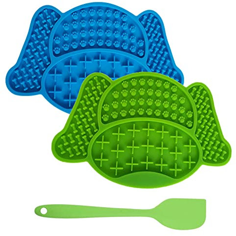 Koomiao ​2 Stück Hund Leck Matte mit Saugnäpfen,Silikon Leckmatte Hunde mit superstarker Saugkraf,Alternative zu Slowfeeder zum Pflegen, Baden und Hundetraining von Haustieren