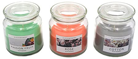 24 velas aromáticas en vaso de cristal, en 12 aromas diferentes