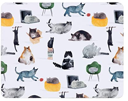 Maxwell & Williams GI0322 Tisch-Set 4-TLG eckig MDF, 34 x 26,5 cm – Serie Feline Friends, Katzen-Motiv bunt, Geschenkbox