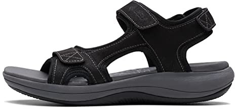 Clarks Damen Mira Bucht Flache Sandale, Textil schwarz, 38.5 EU