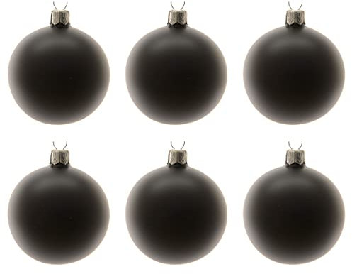 Kaemingk Weihnachtskugeln Glas mundgeblasen 6cm x 6er Box Christbaumkugeln schwarz matt