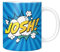 Mug Monster - Personalised Name Mug, Comic Super Hero Customised Gift with Text - Ceramic Coffee Mug/Cup, Gift for Men or Women, Extra Large and Giant Mug Available, 20oz White Mug, Blue