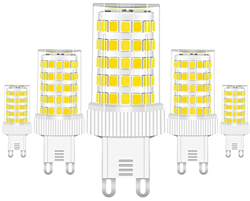 RANBOO G9 LED Lampe 10w Ersatz 80W Halogenlampen, 800LM, Kaltweiß 6000K, AC 220-240V, LED Birnen für Kronleuchter, Wandlampe, Kühlschrank und Dunstabzugshaube, Nicht Dimmbar, 5er Pack