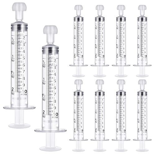 10 Stück Spritze mit Deckel, 10 ml Sterile Spritzen aus Kunststoff ohne Nadel, Spritzen zum Füttern, Wiederverwendbare Einzeln Verpackte Flüssigkeitsspritze für Tierfütterung, Abgabe, Labor