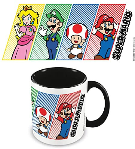 Super Mario Tasse in Geschenkbox (Mario, Luigi, Peach & Toad-Design), 325 ml, Keramik-Farbige Innen-Kaffeetasse und Gaming-Tassen – Offizieller Nintendo Merchandise