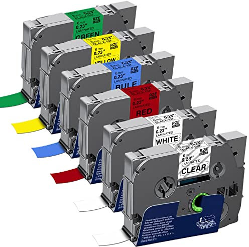 Woungzha Etikettenband, kompatibel anstelle von Brother P-Touch TZe 6 mm TZe-211 TZe-111 TZe-411 TZe-511 TZe-611 TZe-711 Tape Kassette für Ptouch H105 PT H110 H200 1000