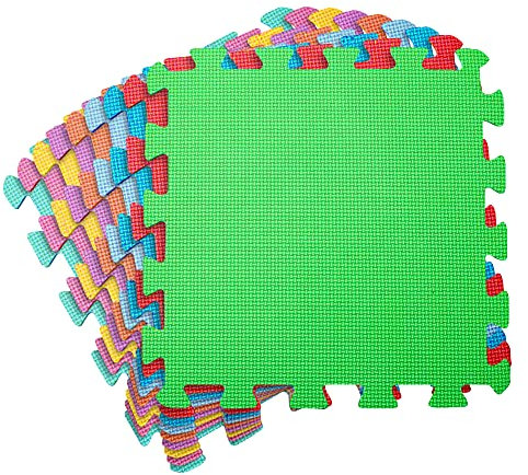 STERUN Foam Play Mat – EVA Puzzle Baby Mats, Multicolor 18pcs, 10mm Thick, 30x30cm Interlocking Tiles for Indoor/Outdoor Play & Yoga