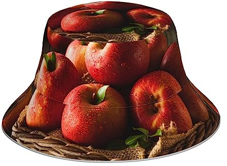 Red Fruit in A Basket Print Unisex Bucket Hats Sun Hat Reversible Double-Side-Wear for Summer Travel Beach Outdoor Cap, Black, One size