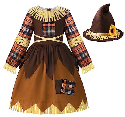 ReliBeauty Vogelscheuche Kostüm Kinder mit Hut Halloween Christmas,150