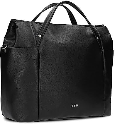 Zwei Große Damen Business-Tasche Pia PI160 Laptop-Tasche 16 Liter klassisch-elegante Querformat Tote Bag für Büro & Arbeit inkl. extra langer Schultergurt - Umhängetasche & Schultertasche (black)