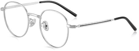 LTSRLL Retro Runde Lesebrille Anti Blaues Licht Robuste Computer Leser Metall Anti UV Designer Flache Licht Spiegel Brillen (Color : Silver, Size : +250)