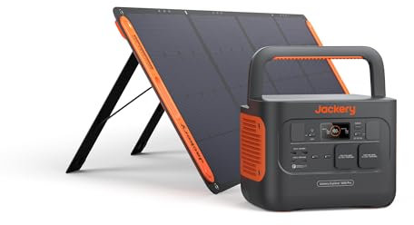 Jackery Explore 1000 Pro Generador Solar con 1*Panel Solar 200 W, 1002 Wh Estación de Energía Portátil, Carga Rápida, Ligero y Potente para Acampada y Emergencia