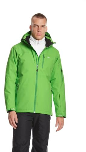 Jeff Green Herren Atmungsaktive wasserdichte Winter Ski Snowboard Jacke Bergen 12.000mm Wassersäule und Abnehmbare Kapuze, Größe:3XL, Farbe:Lime