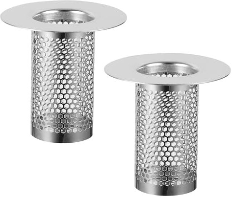 EUIOOVM 2 Stück Abflusssieb Dusche Edelstahl, 5 cm Abfluss Haarsieb sinken Sieb für Küche, Haarsieb Spüle Dusche Sieb für Bad, Waschbecken, Balkonbodenablauf