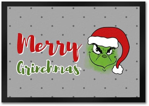 speecheese Merry Grinchmas Weihnachtsmuffel Fußmatte in 35x50 cm EIN bunter Türvorleger für die Weihnachtszeit lustige Fußmatte in 35x50 cm mit Fußabtreter Grinchen Türmatte Motiv