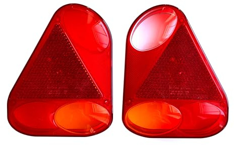 MelTruck Rückleuchten Set Links Rechts 12V LED Trailer Anhänger Wohnwagen LKW E-Prüfzeichen 175x220mm Schlusslicht Bremslicht Blinker Nebelschluss Rückfahrlicht (Lichtscheiben Set)