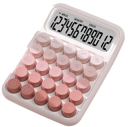 Ronyme Calculatrice à Interrupteur mécanique Portable, dégradé de Couleur, ergonomie, écran LCD 16x11.5cm pour Le calcul numérique de Base, Durable, Dégradé Rose