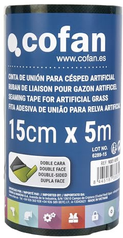 Cofan Cinta Adhesiva de doble cara para Césped Artificial | Unión e Instalación Duradera y Resistente | Dos Medidas (15 cm x 10 m)