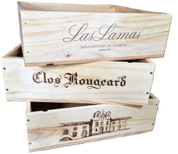 French 3 Bottle Size Wooden Wine Box - Pack of 3