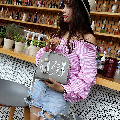 Packesel Taschen Rabbit Katze Messenger-Frauen Crossbody-Schultertasche Handtasche Animal Muster Kochhose Schwarz Taschen (Grey, One Size)