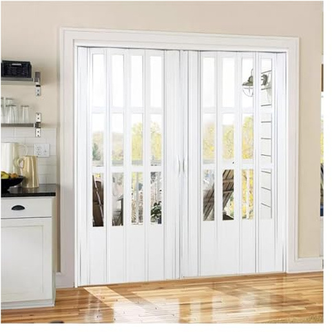 Porte coulissante, Porte Pliante accordéon Porte pliante en accordéon pour l'entrée, 80in Tall White Multifold Interior Doors pour placard cuisine douche salle de bain, Porte coulissante intérieure en