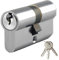 WK Electrical - Cylinder Lock Euro Profile, 5pins Anti-Pick, High Security Anti-Theft, Resistance to Corrosion (25/25mm -Chrome)