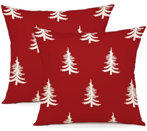 YCOLL Kissenbezug 45x45 2er Set Kissenbezug Weihnachten Kissenbezüge Dekokissen Leinen Kissenhüllen für Deko Weihnachten Sofa Schlafzimmer Couch 45x45 cm