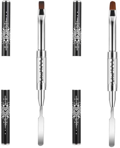 2pcs Nail Brush for Builder Gel Brushes, Professional Hard Gel Brush Nail Art Dual-Ended Nail Design Brushes Gel Nail Brushes French Tip Nail Gel Liner Brush, French Manicure Brush for Design Nails