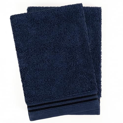 Hammetex 2er Set Waschhandschuh 15x22 cm, 100% Baumwolle mit Waschlappen Waschen Frottier, Superwuschel Weiche Qualität Strapazierfähig, Dunkelblau