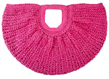 WMFASBAG Femmes Bohême Lune Sac À Main Capacité Demi-Lune Paille Sac À Main Couleur Unie Simple Tissage Poignet Sac D'été Sac De Plage