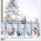 heimtexland ® Scheibengardine Weihnachten Fensterdeko Weihnachtsgardine Bedruckt Deko Gardine Satin Blickdicht 45x120 Winter Typ651 Schneemann Petrol
